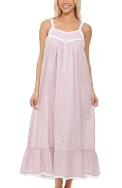Women's Cotton Victorian Nightgown, Cecilia Sleeveless Lace Trimmed Button Up Long Vintage Night Dress Gown -Best Clothing Store GUEST c259a0fb 368f 4d4e 8f72 288839b01138