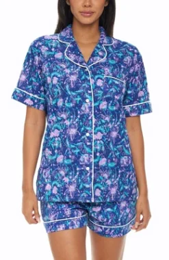 Women's Soft Cotton Knit Jersey Pajamas Lounge Set, Short Sleeve Top And Shorts With Pockets -Best Clothing Store GUEST c2999237 a6cc 4d53 ab3d ccc827b9b181