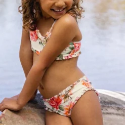 Girl's Ruffled Mid Rise Bikini Set - Cupshe