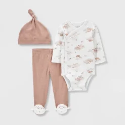 Carter's Just One You® Baby 3pc Footed Hat Top & Bottom Set - White/Brown -Best Clothing Store GUEST c3af7899 67ff 45ef 9197 6ef82e2c7f4e