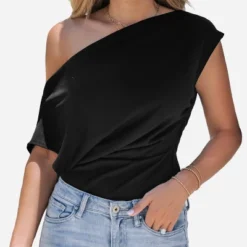 Women's One Shoulder Short Sleeve Fitted Bodysuit - Cupshe -Best Clothing Store GUEST c4a9c5ca 8b05 47a4 9814 1e5cbb9dde3a