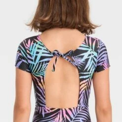 Girls' Electric Palm One Piece Swimsuit - Art Class™ Black