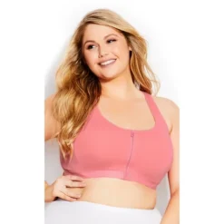 Women's Plus Size Zipper Sports Bra - Coral | AVENUE -Best Clothing Store GUEST c7112ebf bbd7 4d0e 860d 7da6ccc0cbd5