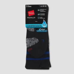 Hanes Premium Men's Compression Crew Socks 3pk - 6-12