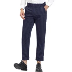 Lars Amadeus Men's Stripe Dress Pants Straight Fit Vertical Stripe Formal Pants Business Trousers -Best Clothing Store GUEST c93d2e8e 8506 4667 9077 529a30ed276e