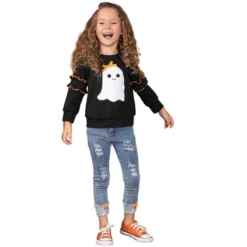 Girls Looking Good, Ghoul Pullover & Cuffed Jeans Set - Mia Belle Girls