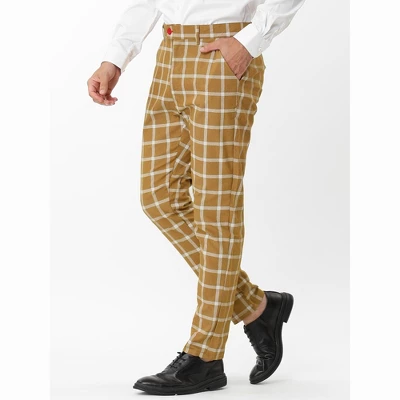 Lars Amadeus Men's Plaid Dress Pants Slim Fit Business Checked Trousers 3 Lars Amadeus Men's Plaid Dress Pants Slim Fit Business Checked Trousers