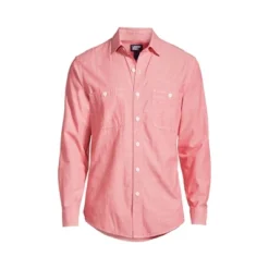 Lands' End Men's Tailored Fit Chambray Work Shirt