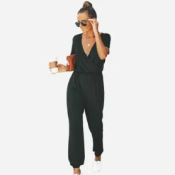 Women's Short Sleeve Wrap Loose Long Romper Jumpsuit - Cupshe -Best Clothing Store GUEST cb6b131c bd42 48cc ba81 6f5fad2944af