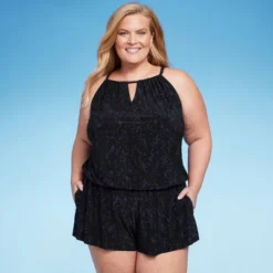 Women's UPF 50 High Neck Swim Romper With Pockets One Piece Swimsuit - Aqua Green® -Best Clothing Store GUEST cbc6bf9e 5ac5 459c a92f 6b8b61e81ca1