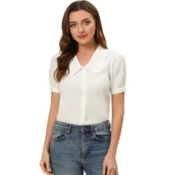 Allegra K Women's Chambray Peter Pan Collar Puff Sleeve Vintage Blouse 12 Allegra K Women's Chambray Peter Pan Collar Puff Sleeve Vintage Blouse -Best Clothing Store GUEST cc809acb 47cd 4a1a 8d95 92142e11831a