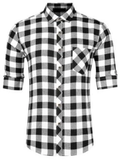 Lars Amadeus Men's Casual Long Sleeve Button Down Plaid Checked Dress Shirts -Best Clothing Store GUEST ccea5ce7 aa1d 4d04 99a6 a864ebdc8638