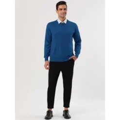 Lars Amadeus Men's Casual Round Neck Long Sleeves Solid Color Knitted Pullover Sweater