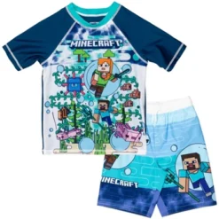 Minecraft Zombie Creeper Alex Steve Rash Guard And Swim Trunks Outfit Set Little Kid To Big Kid -Best Clothing Store GUEST cd81705a c948 452a b539 003db0e47df2