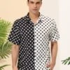 Lars Amadeus Men's Summer Polka Dots Short Sleeves Button Down Patchwork Hawaiian Shirt -Best Clothing Store GUEST cfe3719e 2786 4895 ae67 aeed6decf9c8