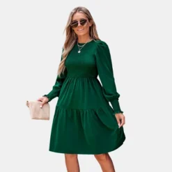 Women's Emerald Smocked Ruffled Dress - Cupshe -Best Clothing Store GUEST d1e10628 86d5 450e 824e c9f1e900295c