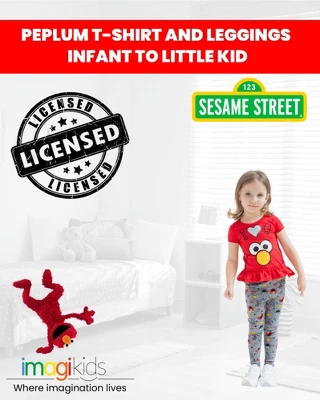 Sesame Street Big Bird Cookie Monster Elmo Girls Pullover T-Shirt And Leggings Outfit Set Little Kid 3 Sesame Street Big Bird Cookie Monster Elmo Girls Pullover T-Shirt And Leggings Outfit Set Little Kid