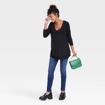 3/4 Sleeve Scoop Neck Nursing Maternity T-Shirt - Isabel Maternity By Ingrid & Isabel™ 4 3/4 Sleeve Scoop Neck Nursing Maternity T-Shirt - Isabel Maternity By Ingrid & Isabel™ - Image 2