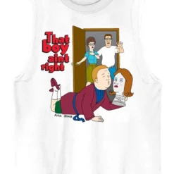 King Of The Hill That Boy Ain't Right Crew Neck Sleeveless White Men's Tank Top
