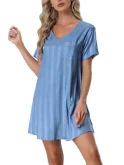 Cheibear Womens Sleepwear Pajama Dress Lounge Short Sleeve Striped Nightgown 19 Cheibear Womens Sleepwear Pajama Dress Lounge Short Sleeve Striped Nightgown -Best Clothing Store GUEST d50760cd 9212 4f93 b450 540459ce941d