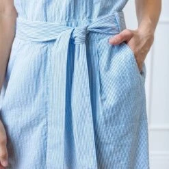 Hope & Henry Womens' Organic Cotton Sleeveless Tie-Waist Halter Romper