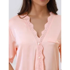 Cheibear Womens Satin Pajama Dress Button Down Silky Short Sleeves Nightgowns -Best Clothing Store GUEST d5a7137d 1278 46ff ab68 66bd53c6abcd