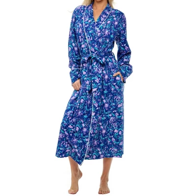 Womens Soft Cotton Knit Jersey Lounge Robe With Pockets, Long Bathrobe 9 Womens Soft Cotton Knit Jersey Lounge Robe With Pockets, Long Bathrobe - Image 7