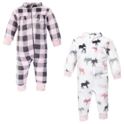 Hudson Baby Toddler Girls Plush Jumpsuits, Pink Moose -Best Clothing Store GUEST d6f5c65e 434c 4424 95bb ef23011c0586