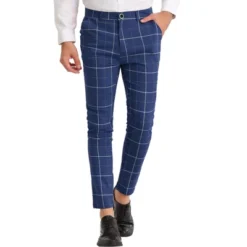 Lars Amadeus Men's Dress Plaid Pants Slim Fit Stretch Flat Front Plaid Trousers -Best Clothing Store GUEST d7d36a75 2860 4186 ab5b 9bff9f583ddd
