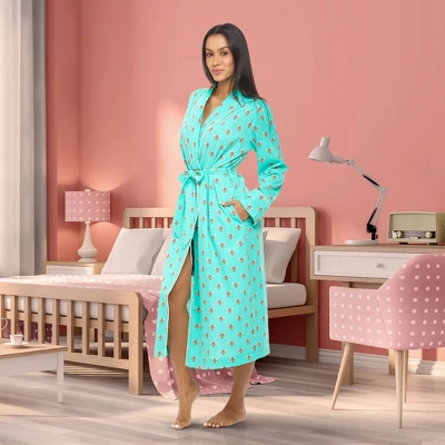 Womens Soft Cotton Knit Jersey Lounge Robe With Pockets, Long Bathrobe 6 Womens Soft Cotton Knit Jersey Lounge Robe With Pockets, Long Bathrobe - Image 4