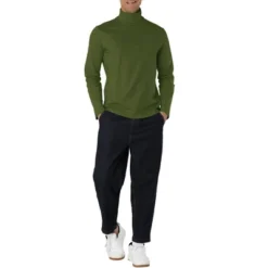 Lars Amadeus Men's Pullover Turtle Neck Long Sleeves Stretchy Slim Fit Tops