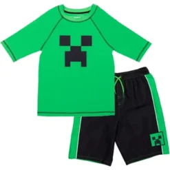 Minecraft Zombie Creeper Alex Steve Rash Guard And Swim Trunks Outfit Set Little Kid To Big Kid -Best Clothing Store GUEST d9d185dd 67f5 40af b931 2fe8466f91cc