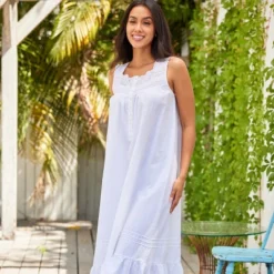 Women's Cotton Victorian Nightgown, Gwendoline Sleeveless Lace Trimmed Button Up Long Vintage Night Dress Gown -Best Clothing Store GUEST d9d54950 91d5 4fad 9779 e762cd1abff9