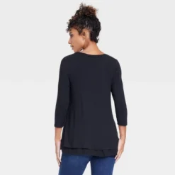3/4 Sleeve Scoop Neck Nursing Maternity T-Shirt - Isabel Maternity By Ingrid & Isabel™
