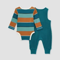 Burt's Bees Baby® Boys' Thermal Jumpsuit And Striped Bodysuit Set
