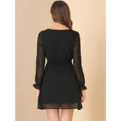 Allegra K Women's Swiss Dots Puff Square Neck Smocked Waist Chiffon Dress -Best Clothing Store GUEST da7e6392 254b 437d af23 409d162cb37d