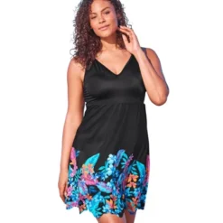Swim 365 Women’s Plus Size Floral Border Swim Dress -Best Clothing Store GUEST dc218866 1b6d 4111 aa93 219062777a79