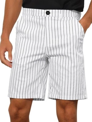 Lars Amadeus Men's Regular Fit Lightweight Business Striped Chino Shorts 7 Lars Amadeus Men's Regular Fit Lightweight Business Striped Chino Shorts - Image 5