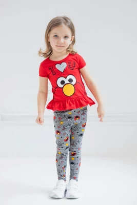 Sesame Street Big Bird Cookie Monster Elmo Girls Pullover T-Shirt And Leggings Outfit Set Little Kid 6 Sesame Street Big Bird Cookie Monster Elmo Girls Pullover T-Shirt And Leggings Outfit Set Little Kid - Image 4