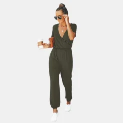 Women's Short Sleeve Wrap Loose Long Romper Jumpsuit - Cupshe -Best Clothing Store GUEST dd8f90d3 867c 4493 a2cd 2a9512e9896a