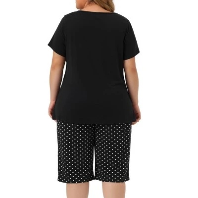 Agnes Orinda Women's Plus Size Sleeve Cute Cat Print 2 Pieces Short Pajama Sets 5 Agnes Orinda Women's Plus Size Sleeve Cute Cat Print 2 Pieces Short Pajama Sets - Image 3