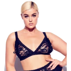 Women's Plus Size Lingerie Peep Show Bralette - Black | FOX & ROYAL