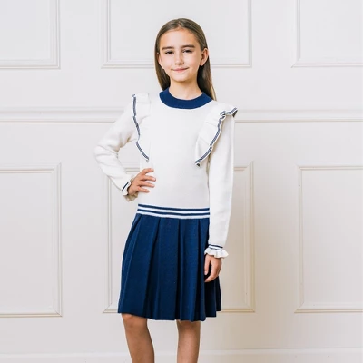 Hope & Henry Girls' Long Sleeve Mock Neck Ruffle Pinafore Sweater Dress, Infant 7 Hope & Henry Girls' Long Sleeve Mock Neck Ruffle Pinafore Sweater Dress, Infant - Image 5