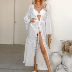 Women's Lace Long Sleeves Duster Cover-Up - Cupshe -Best Clothing Store GUEST e0a715c3 0c55 4b39 8228 23d5ad8e9766