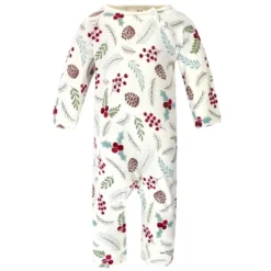 Touched By Nature Baby Girl Organic Cotton Coveralls 3pk, Holly Berry
