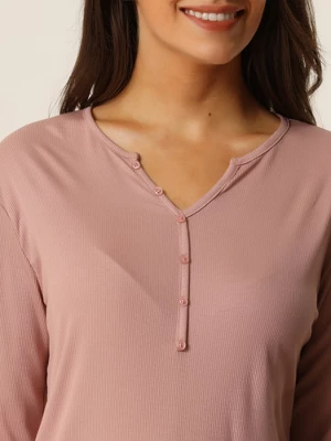 Cheibear Womens Casual V Neck Ribbed Pullover Long Sleeve Sleepwear Tops 6 Cheibear Womens Casual V Neck Ribbed Pullover Long Sleeve Sleepwear Tops - Image 4