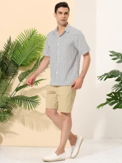 Lars Amadeus Men's Summer Striped Shirt Short Sleeves Casual Button Down Beach Shirts -Best Clothing Store GUEST e50525f7 75e6 434c 8bd7 ffb53621ec86