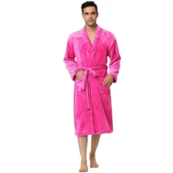Lars Amadeus Men's Plush Shawl Collar Robe Long Sleeves Spa Bathrobe -Best Clothing Store GUEST e530b215 629e 48e6 95dc bbfc505dc662