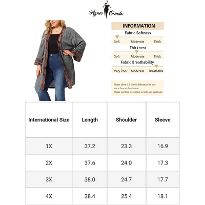 Agnes Orinda Women's Plus Size Contrast Placket Sleeves Knit Open Front Cardigans 7 Agnes Orinda Women's Plus Size Contrast Placket Sleeves Knit Open Front Cardigans - Image 5