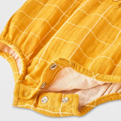 Baby Sun Gauze Tank Henley Romper - Cat & Jack™ Yellow 5 Baby Sun Gauze Tank Henley Romper - Cat & Jack™ Yellow - Image 3